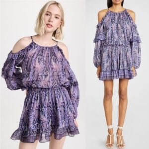 NWT Isabel Marant Gabinia Dress Mini Long Sleeve Purple 42/10